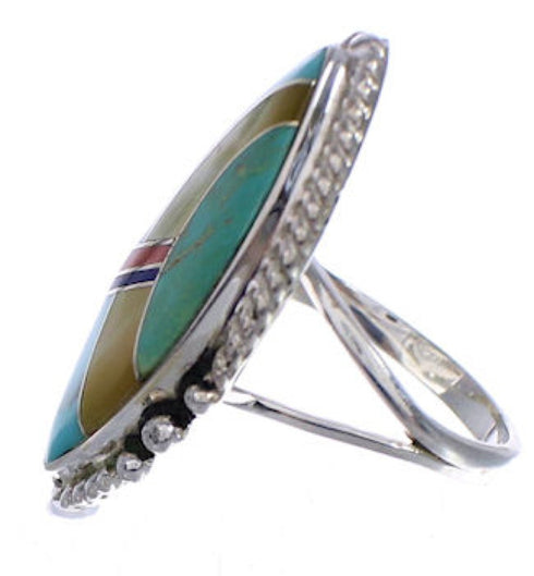 Multicolor Inlay Sterling Silver Jewelry Ring Size 5-1/2 UX33666